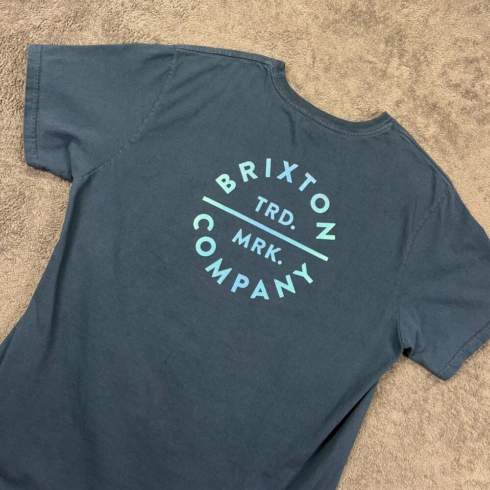 Brixton Men’s XL Navy Blue Logo T-Shirt Tee Short Sleeve Streetwear Skate Surf